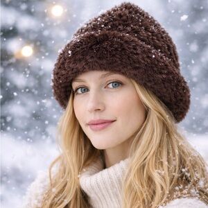 Surell Vintage Rabbit Fur Hat – Brown – One Size